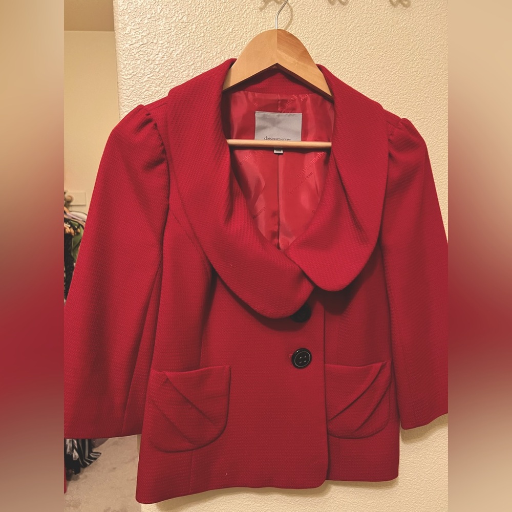 Mint condition Classiques Entier Dark Red 3/4 sleeve blazer.